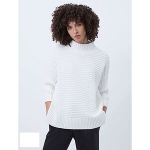 NWT French Connection Mozart Popcorn High Neck Winter White Sweater XL